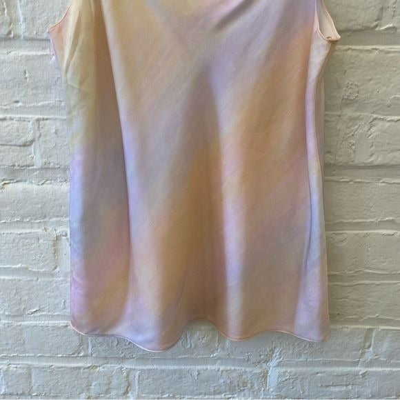 Vince. || Rainbow Wash Printed Crepe De Chine Camisole Tank Top Satin Small