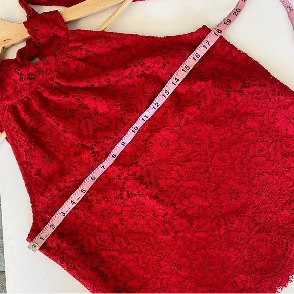 J. Crew || High Neck Tie Back Halter Party Top Lace Red XS NWT