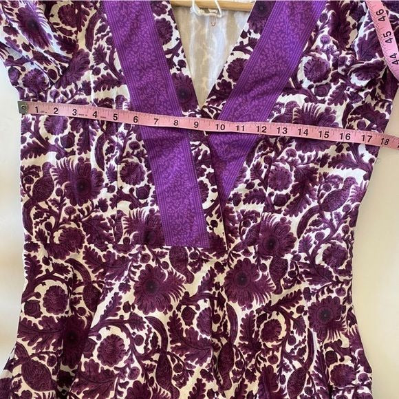 Anaya by Rose || Long-Sleeve Monkey Maxi Dress in Purple Birds Block Print L NWT