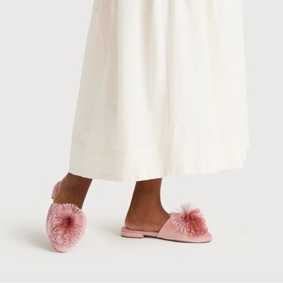 Birdies || The Songbird Pom Pom Mule Velvet Blush Pink 7.5