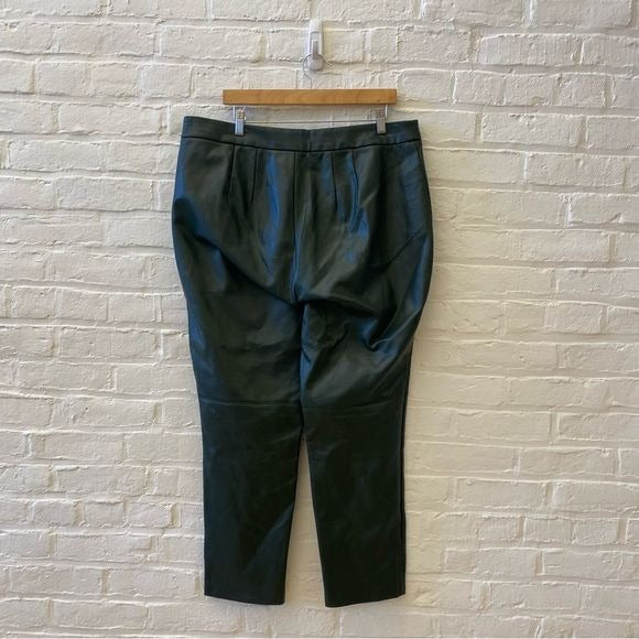 Eloquii || Gena Slim Fit Faux Leather Pant Pine Grove Green 14