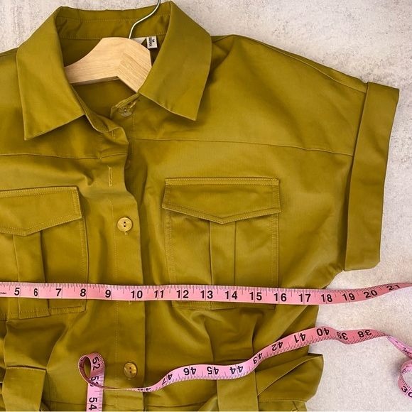 Meilleur Moment || Button Down Belted Utility Romper Safari Green Medium