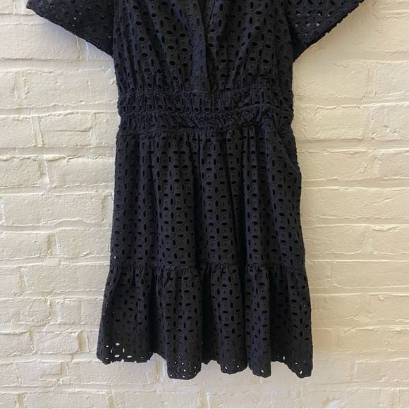 Anthropologie || The Somerset Mini Dress: Eyelet Edition Fit Flare Black XS NWT