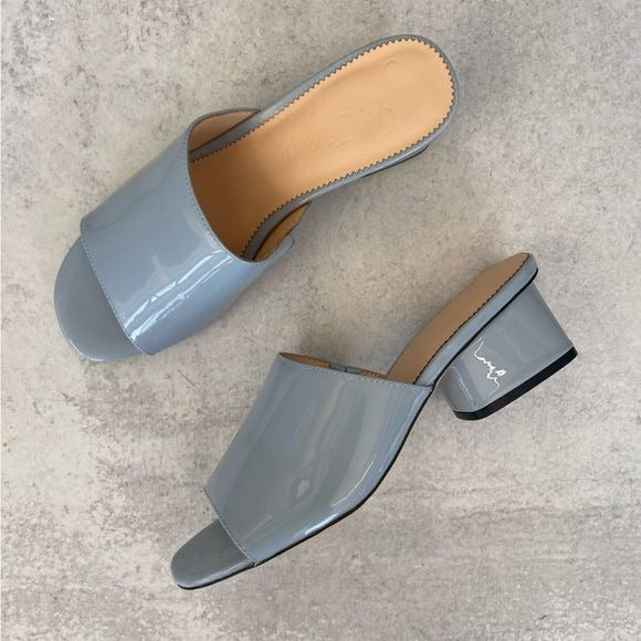 J. Crew || 1997 Mules in Patent Leather Icy Blue 8 Heels Slides Sandals