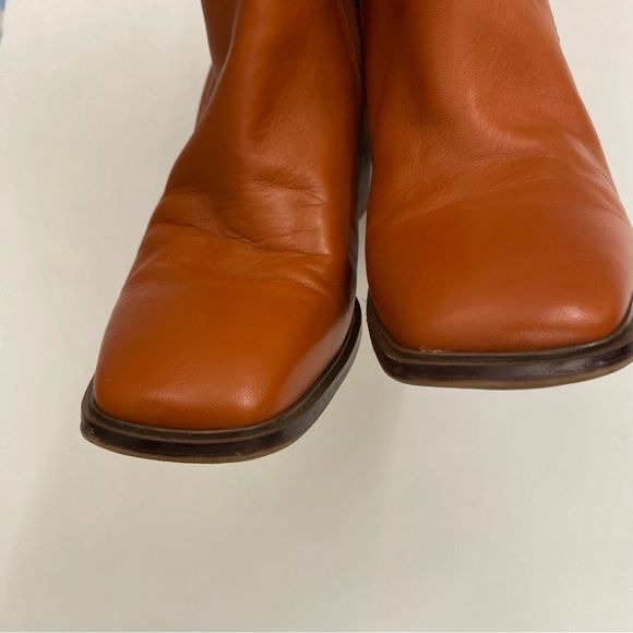 Franco Sarto || Stevie Square Toe Mid Shaft Ankle Boot Bootie Dark Orange Brown