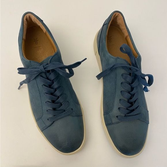 Frye || Ivy Diamond Emboss Low Lace Sneaker Sea Blue 10