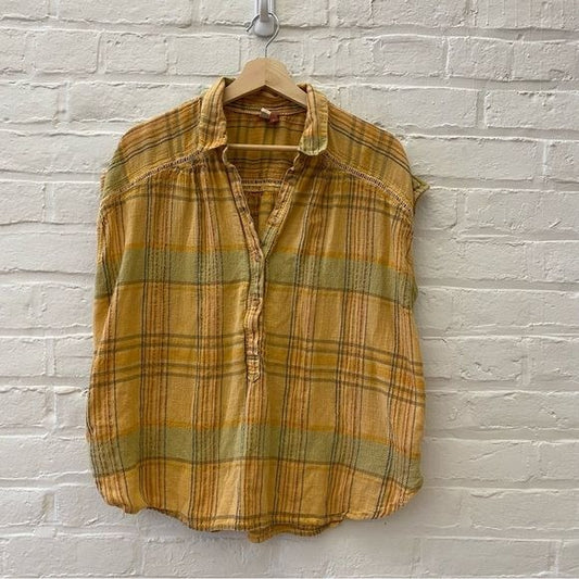 Anthropologie || Pilcro The Serena Surf Blouse Orange Plaid