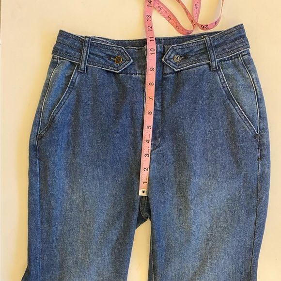 Anthropologie || Pilcro Raw Hem Trouser Tab Jeans Blue 27