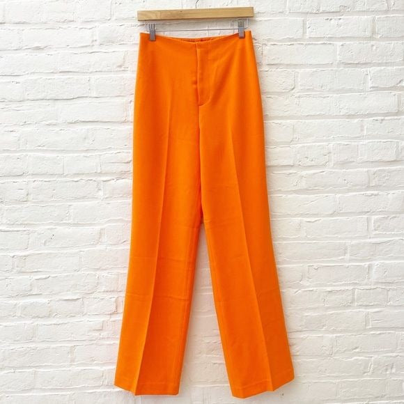 Alice + Olivia || Lorinda Super High Waist Ankle Pants Flare Trouser Orange 6