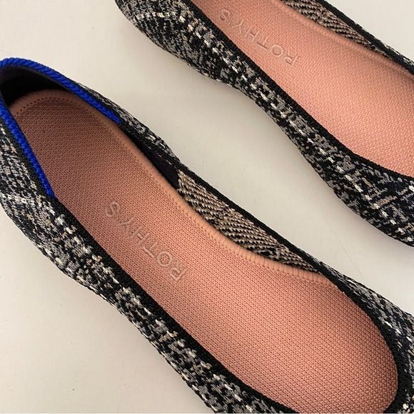 Rothy's || The Square Cap Toe Ballet Flats in Midnight Tweed Black 8