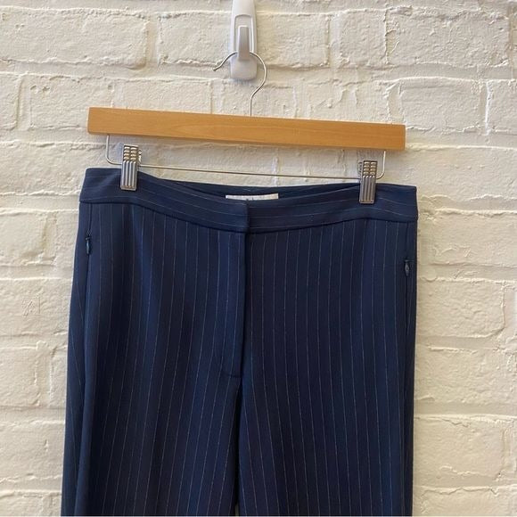 Tibi || Jane Cropped Flare Pants Pinstripe Bootcut Navy Blue 2