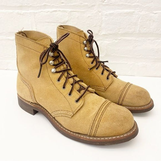 Red Wing Shoes || Iron Ranger 3368 Lace Up Boots Mohave Rough Leather Tan 7.5