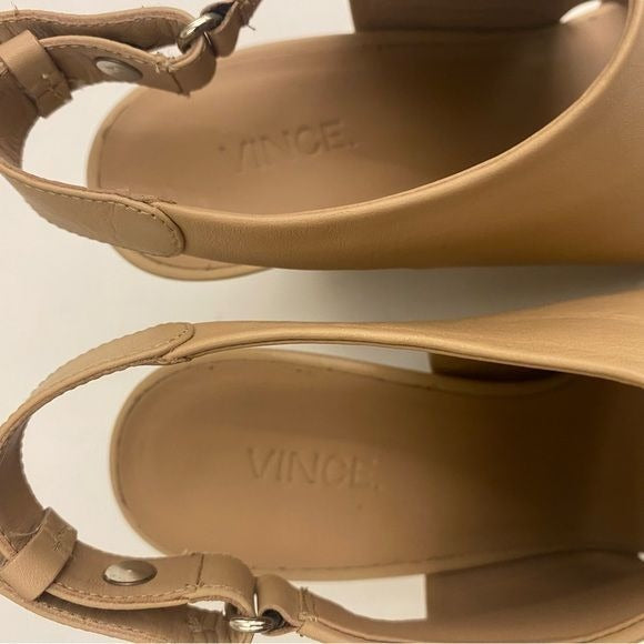 Vince. || Karen Leather Wedge Sandals Tan 7.5