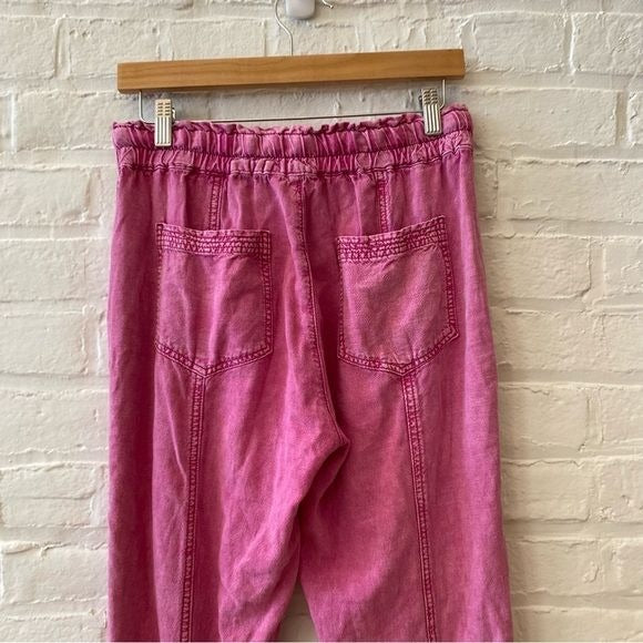 Anthropologie || Rhys Linen Blend Utility Jogger Pants Pink Small