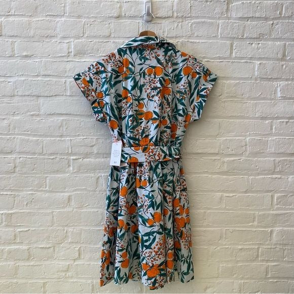 Rachel Parcell || Orange Blossom Sky Fit Flare Shirt Dress Belted Blue 6 NWT