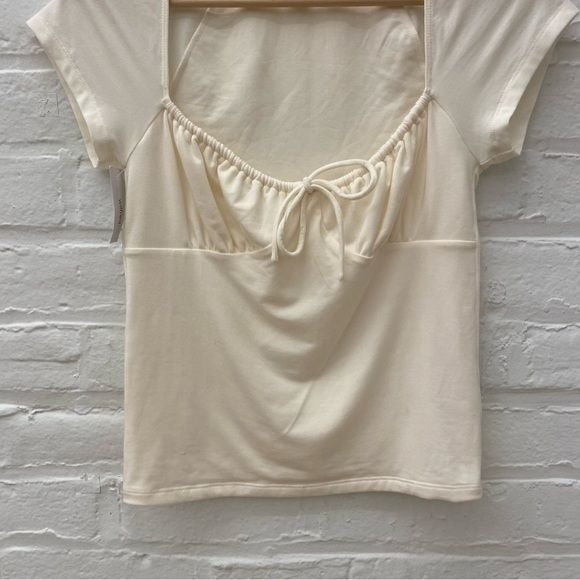 Aritzia || Wilfred Surprise Sweetheart Jersey Babydoll Peasant Tee Birch S NWT