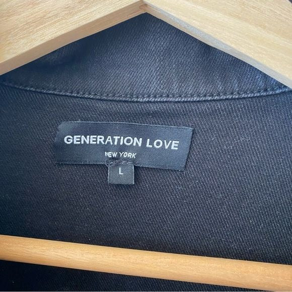 Generation Love || Ivana Chain Trim Denim Jacket Washed Black Large