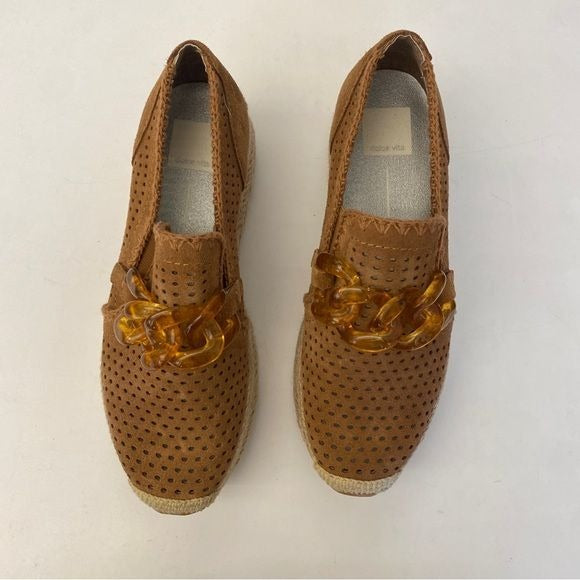 Dolce Vita || Jhenee Perforated Wedge Sneakers Espadrilles Pecan Suede Brown 7