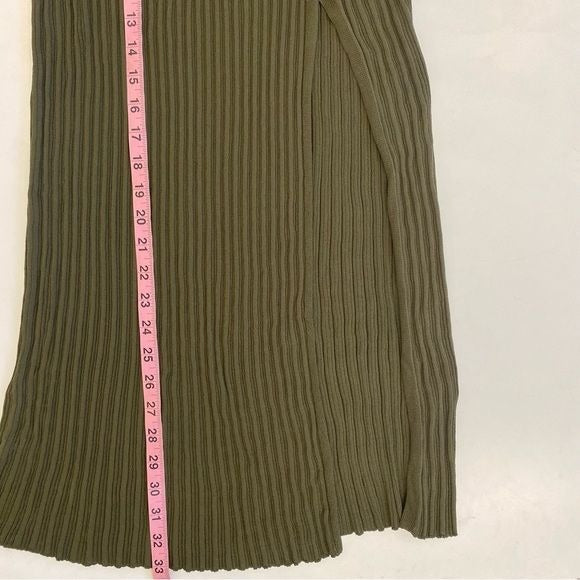 Aritzia || Wilfred Zeta Ribbed Midi Skirt with Slit Olive Green XS