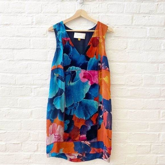 Anthropologie || Leifsdottir Night Peony Silk Floral Velvet Dress 6