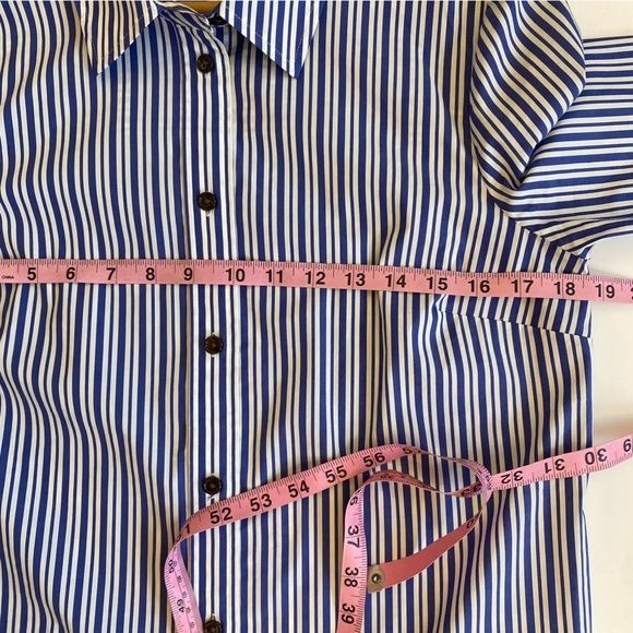 Veronica Beard || Libby Striped Poplin Button Down Shirt Top Blouse Blue 8