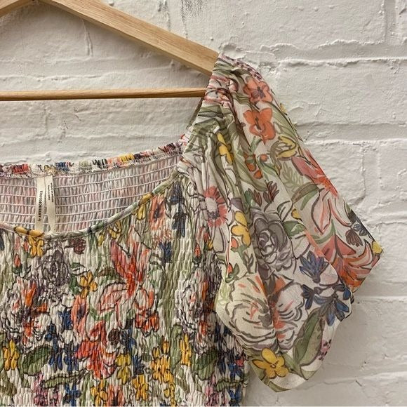 Anthropologie || Aurelia Mocked Floral Puff Sleeve Top Small