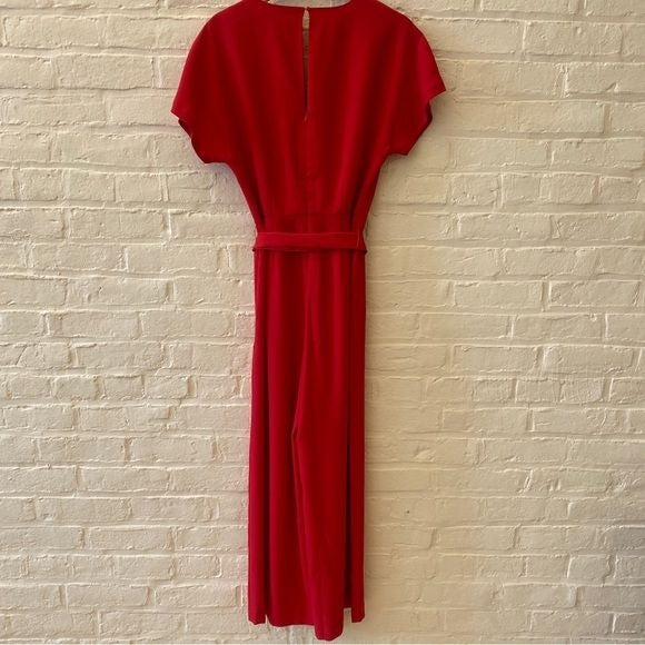 Boden || Romilly Belted Wide Leg Jumpsuit Red 6 Tall NWT