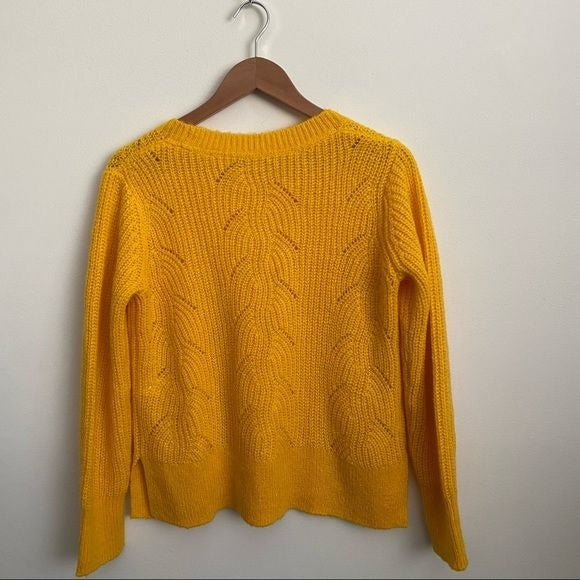 Boden || Hadley Pointelle Mohair Blend Sweater Happy Golden Yellow Small