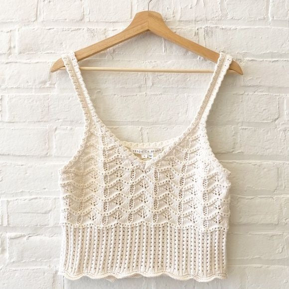 Veronica Beard || Oswald Knit Tank Scalloped Ivory Cream Medium