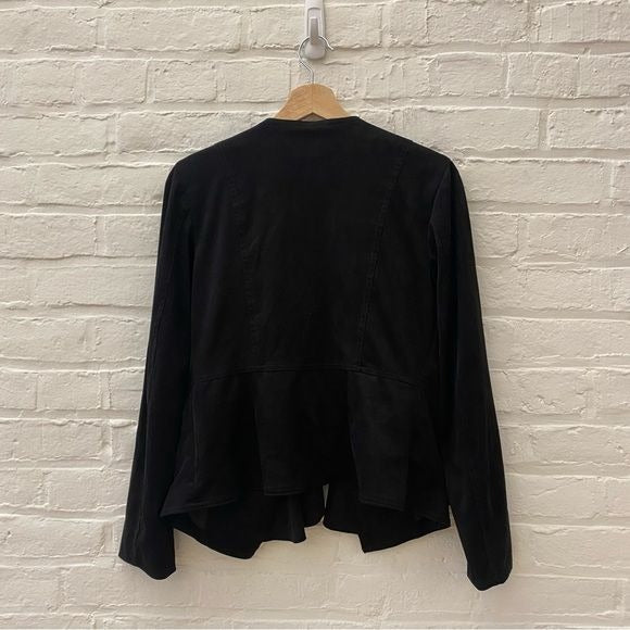 Anthropologie || Hutch Draped Faux Suede Jacket in Black Small