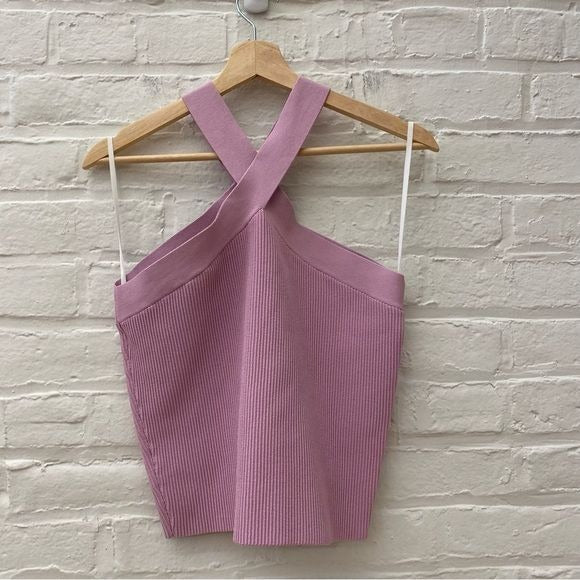 Aritzia || Babaton Sculpt Knit Criss Cross Tank in Lyrical Lilac Purple Pink 2XL