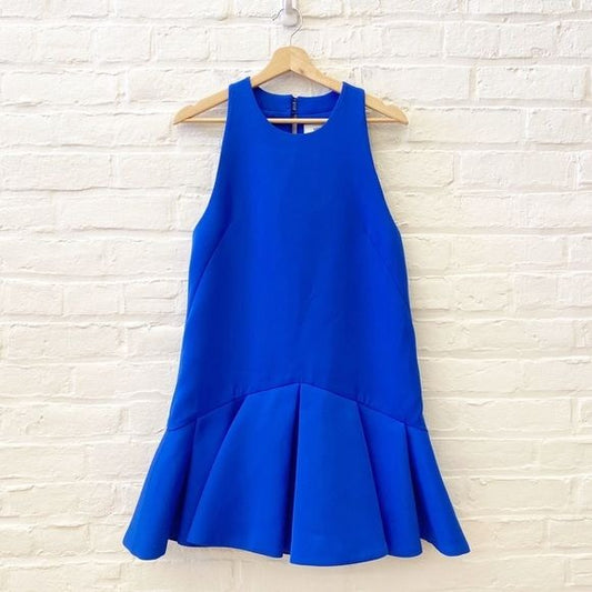 C/Meo || Cameo Why Ask Drop Waist Pleated Mini Dress Cobalt Royal Blue Large