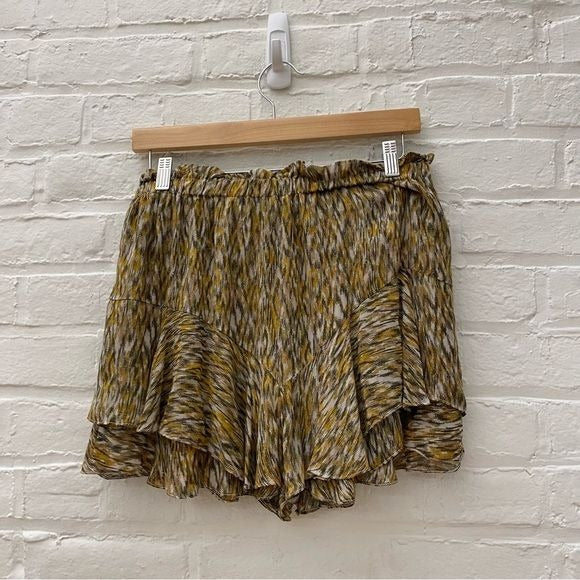 Etoile Isabel Marant || Sornel Tiered Ruffle Shorts Khaki Print 38 US 6