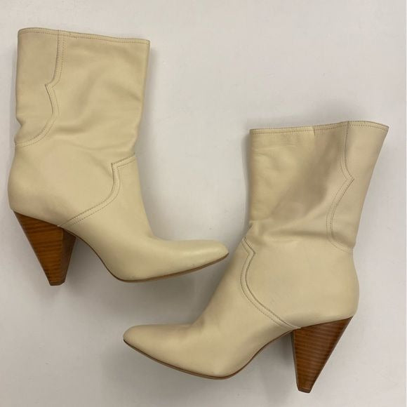 Joie || Gabbissy Almond Toe Leather Boot in Off White Cream Ivory 39.5