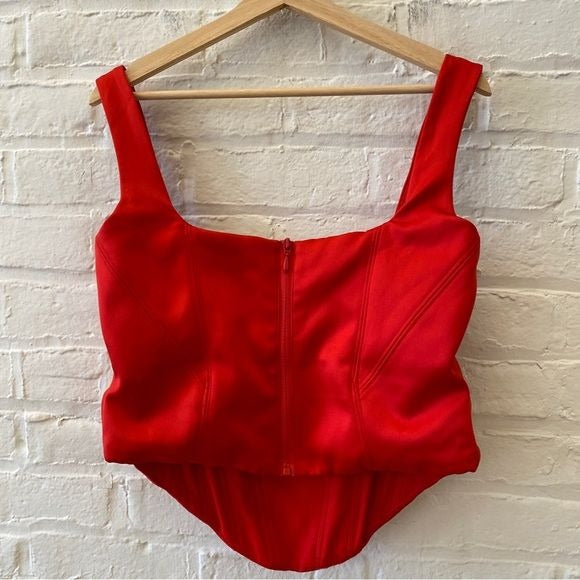 House of CB || Satin Rafa Longline Corset Top Scarlet Red L+ (XL)