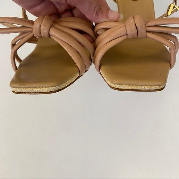 SCHUTZ || Blossom Leather Sandal Heels Tan Beige 7