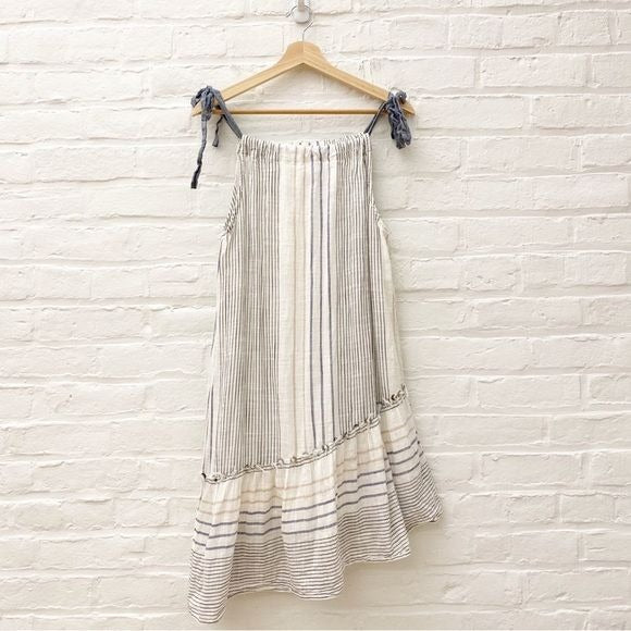 Anthropologie || Maeve Yarn Dyed Miller Dress Blue White XS