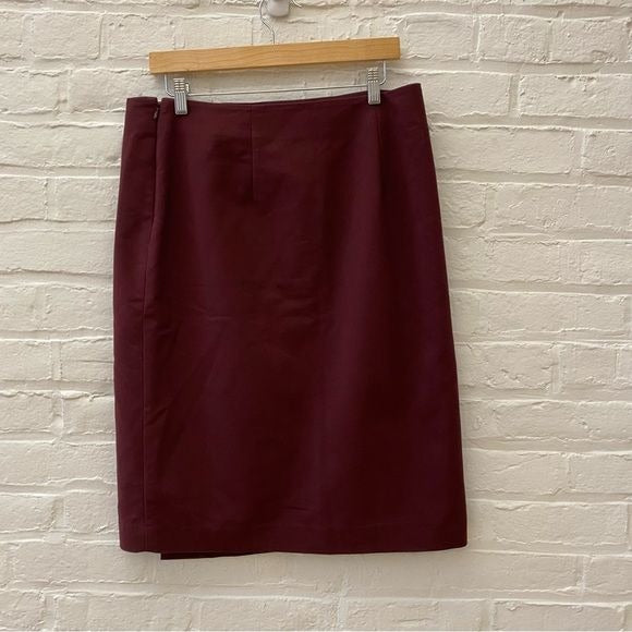 Ann Taylor || Button Pencil Wrap Skirt Maroon 10