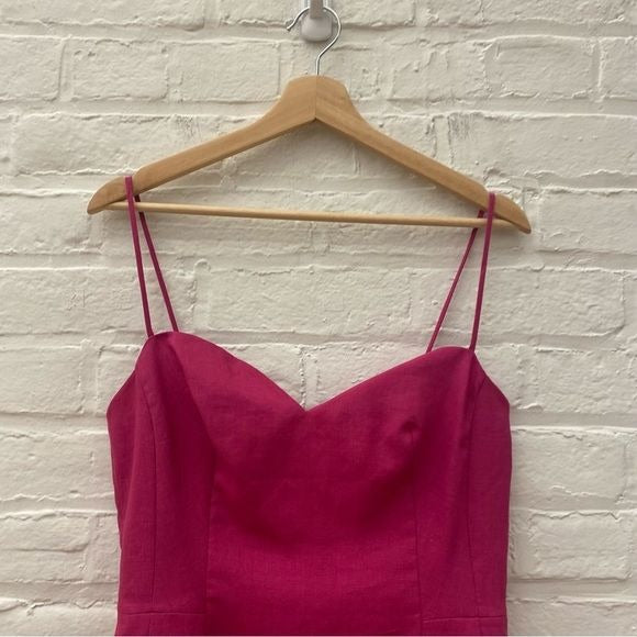 Theory || Sweetheart l Top Pure Linen Tank Camisole in Pop Fuchsia Pink 6 NWT