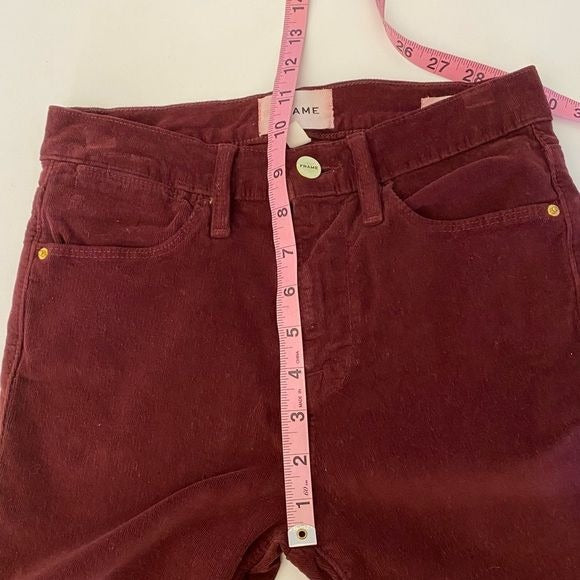 Frame || Le High Skinny Cords Corduroy Bordeaux Burgundy 26