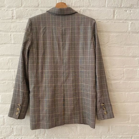 Dress Forum || Plaid Boyfriend Blazer Long Single Button Medium