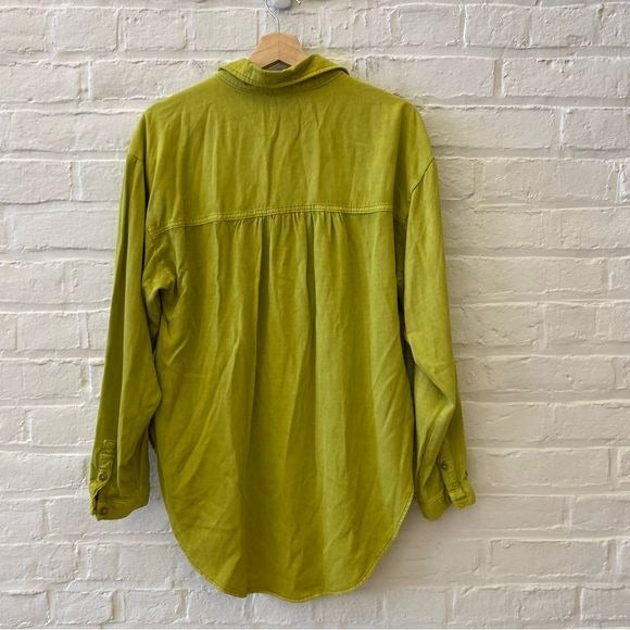 Anthropologie || Pilcro The Bo Boyfriend Buttondown Green Medium NWT