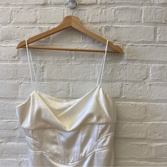 Zara || Satin Corset Mini Dress White Large