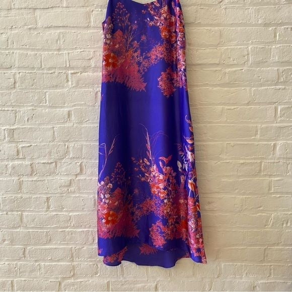 Banana Republic || Midi Slip Dress Purple + Red Floral 0