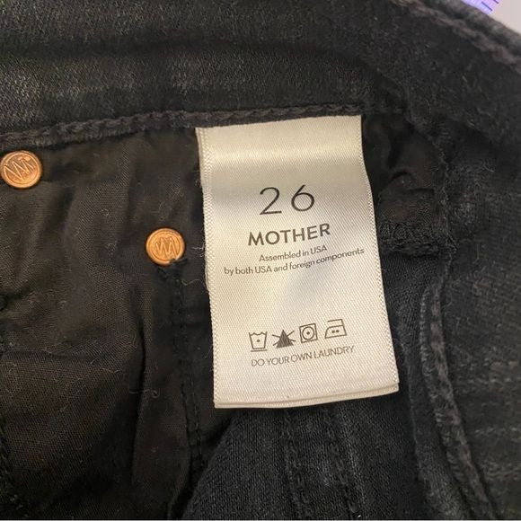 MOTHER || The High Waisted Rider Skimp Straight Jeans in Not Guilty Black 26