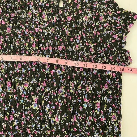 Free People || Smocked Floral Dress Black Small