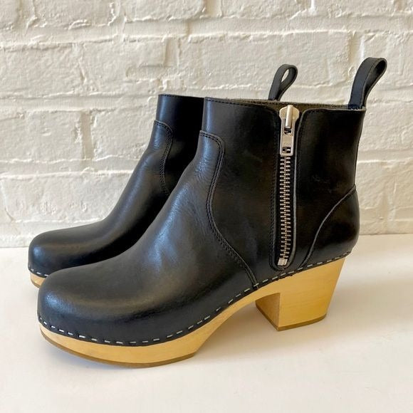 Swedish Hasbeens || Zip It Emy Clog Boots Booties Black 40