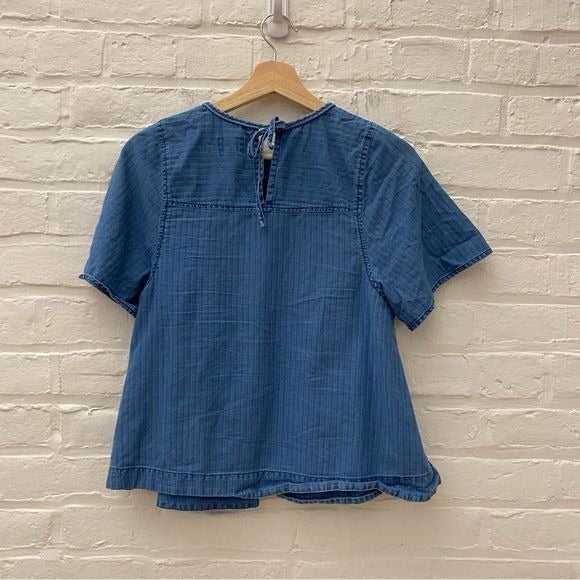 J. Crew || Chambray Swing Top Shirt Short Sleeve Blue XS