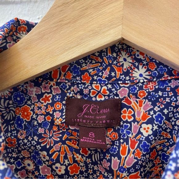 J.Crew x Liberty London || Printed Kayoko Indigo Sunset Floral Perfect Shirt 8