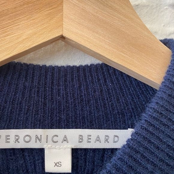 Veronica Beard || Ribbed Cashmere Sweater Navy Blue XS